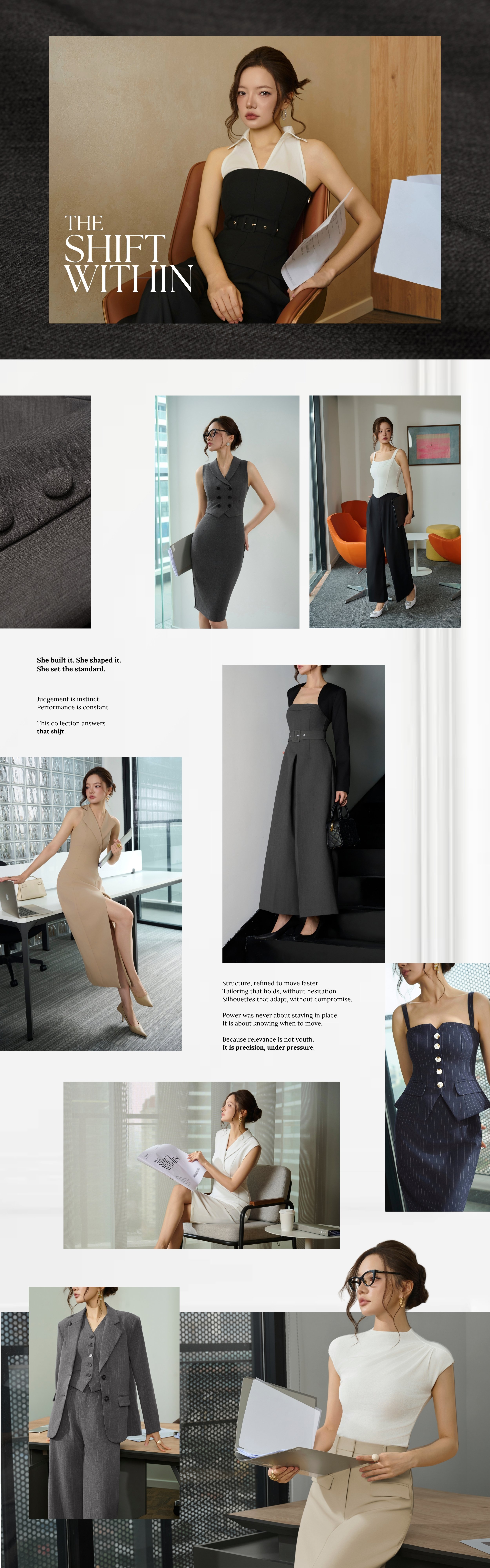 Tailoring that holds without hesitation. Silhouettes that adapt without compromise.