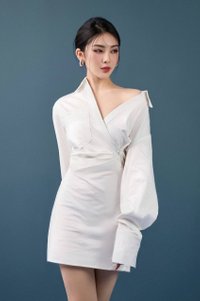Aera Asymmetrical Shirt Dress in Iconic White | Chello