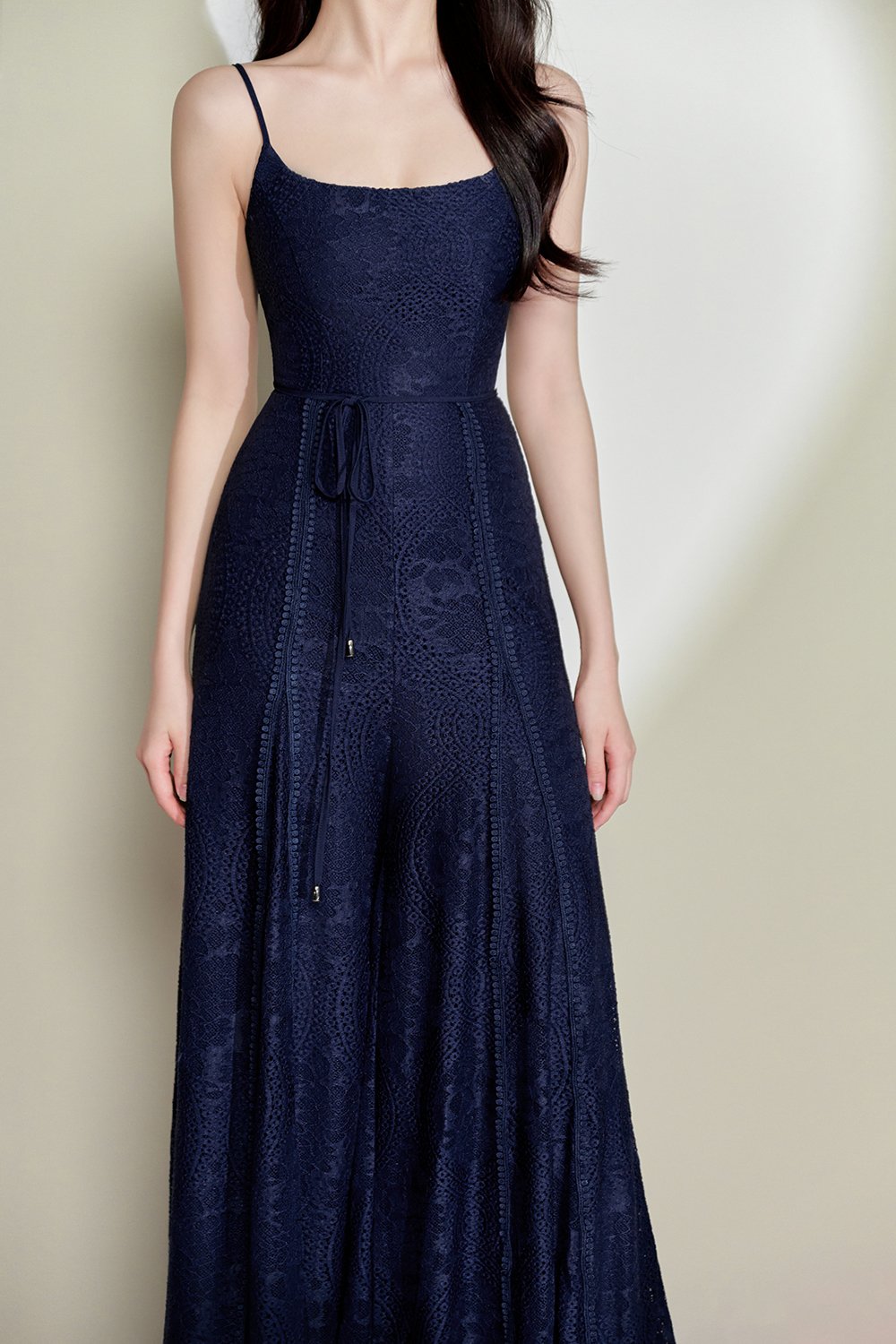 Hart Wide-Legged Lace Jumpsuit In Navy Blue