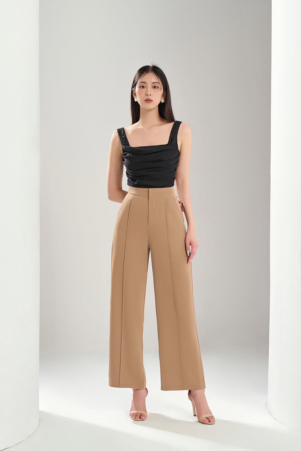 Marlowe Pleated Drape Top in Classic Black