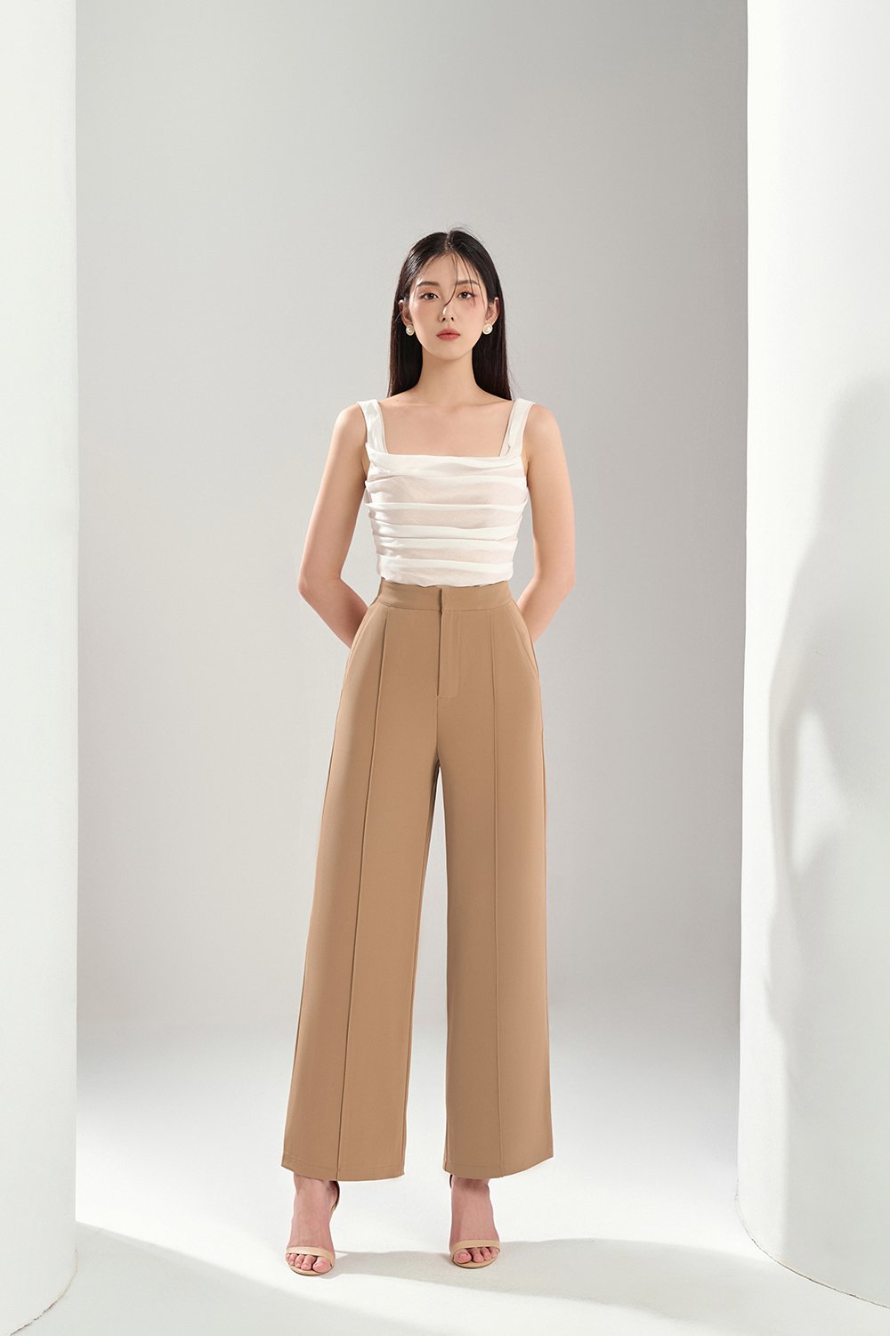 Marlowe Pleated Drape Top in Iconic White