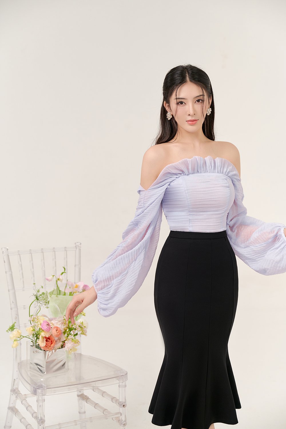 Sooyoung Mermaid Midi Skirt in Classic Black