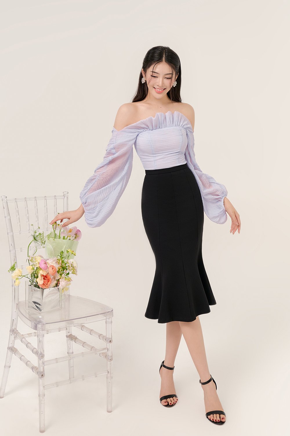 Sooyoung Mermaid Midi Skirt in Classic Black