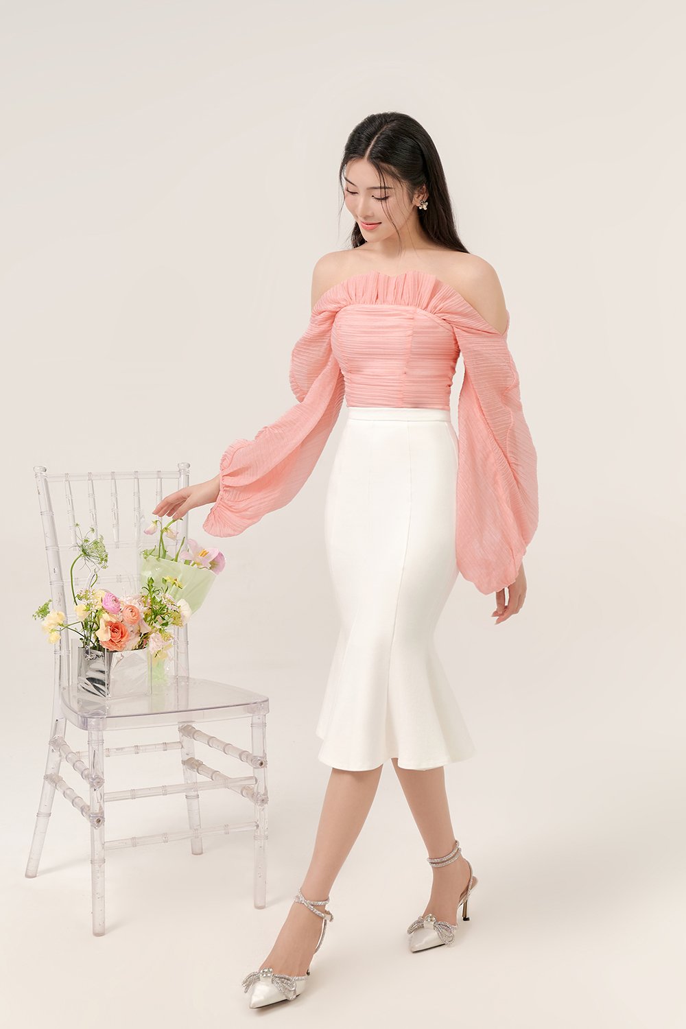 Sooyoung Mermaid Midi Skirt in Iconic White