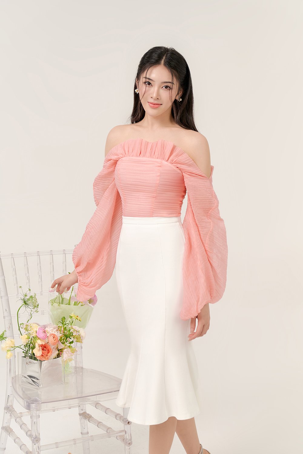 Sooyoung Mermaid Midi Skirt in Iconic White