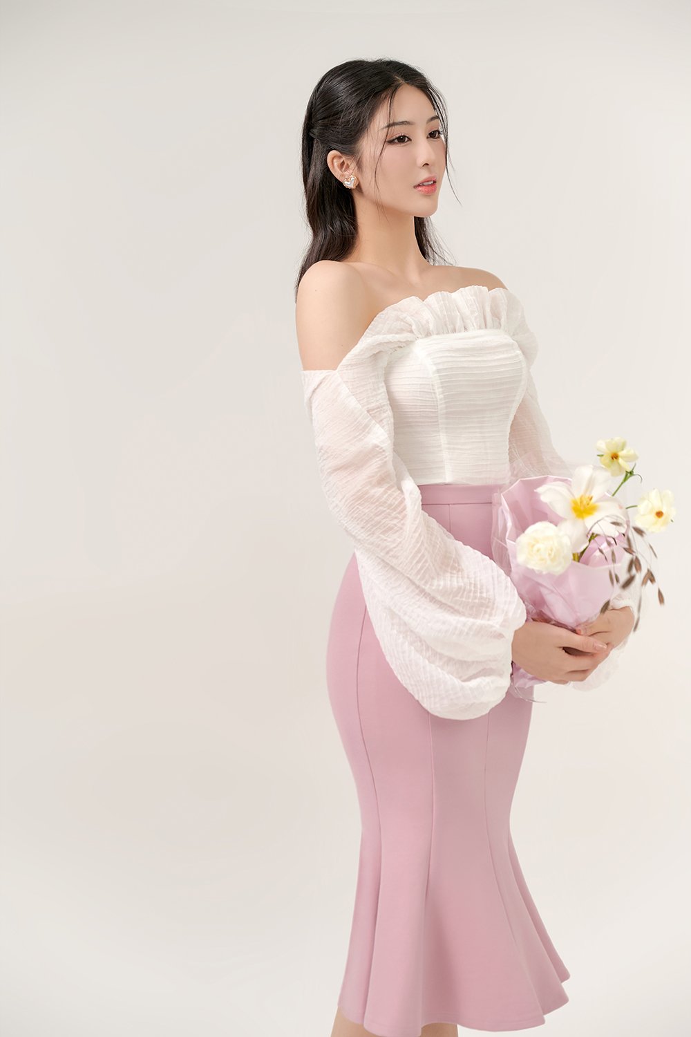 Sooyoung Mermaid Midi Skirt in Rose Blush