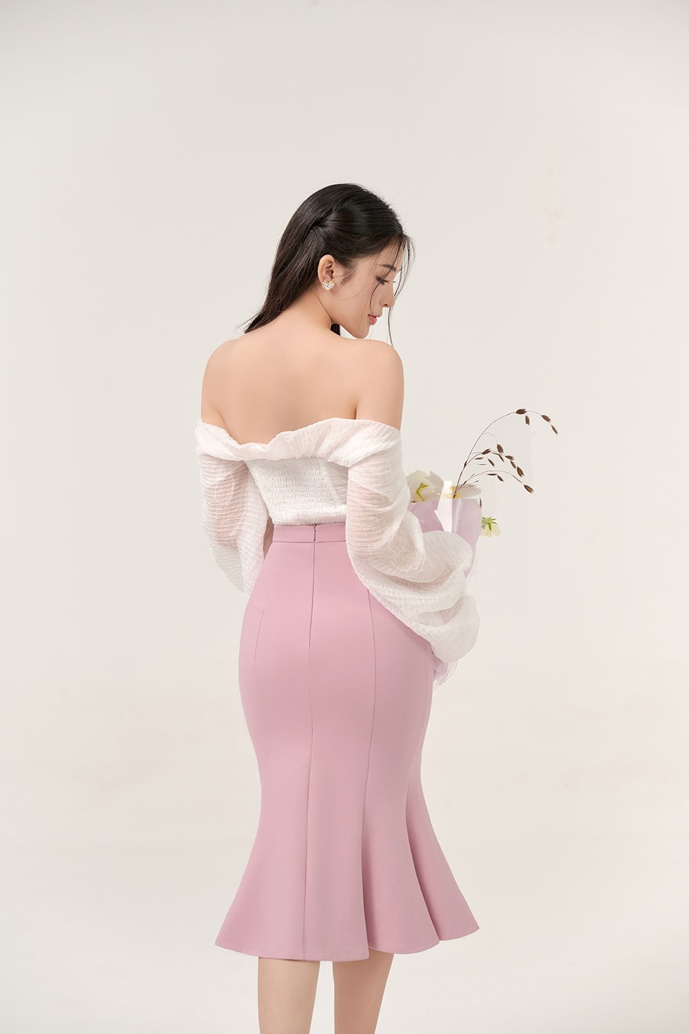 Sooyoung Mermaid Midi Skirt in Rose Blush