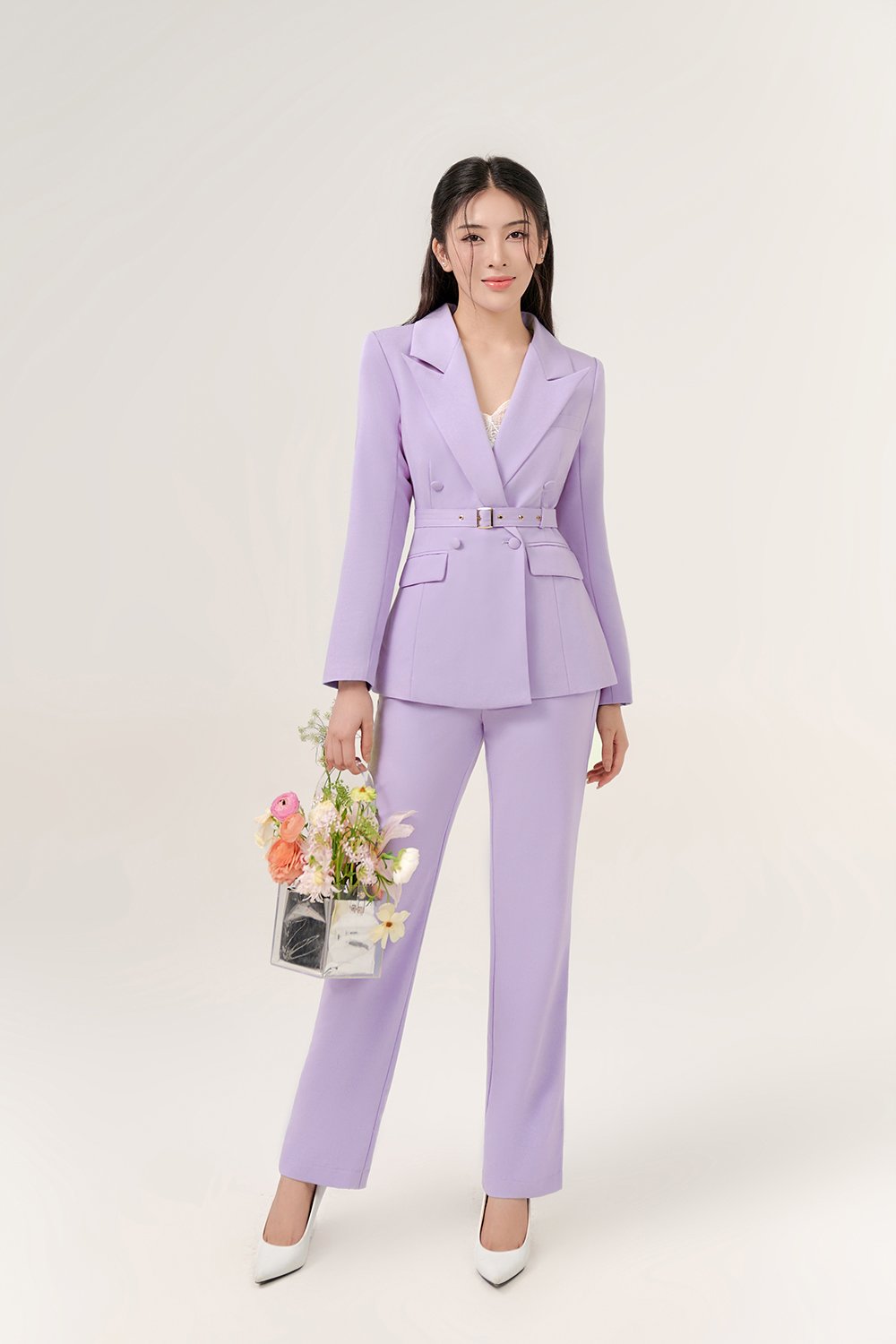 Yeri Slim Fit Pants in Heather Purple