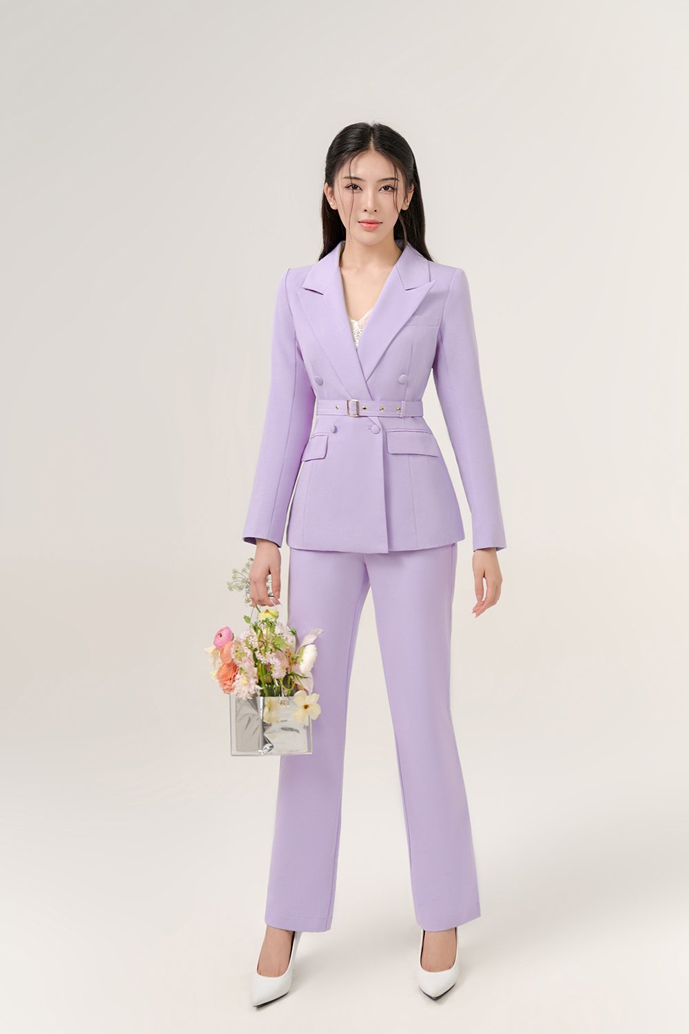 Yeri Slim Fit Pants in Heather Purple
