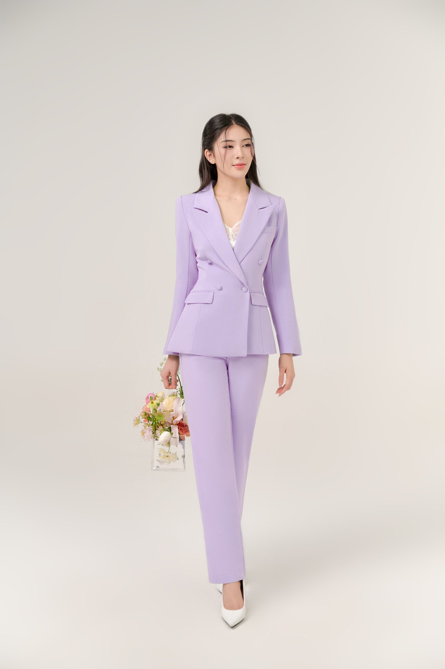 Yeri Slim Fit Pants in Heather Purple
