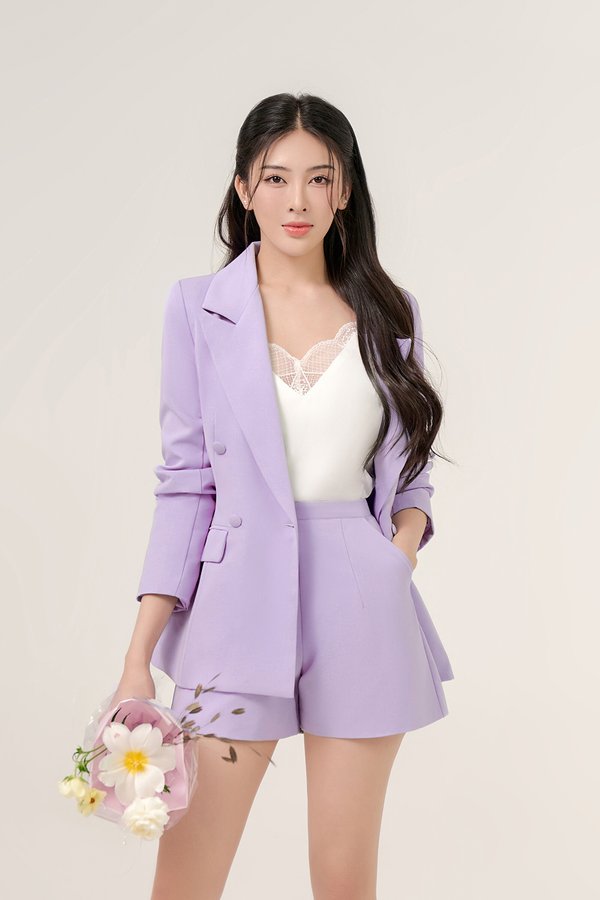 Eunji Tailored Shorts in Heather Purple