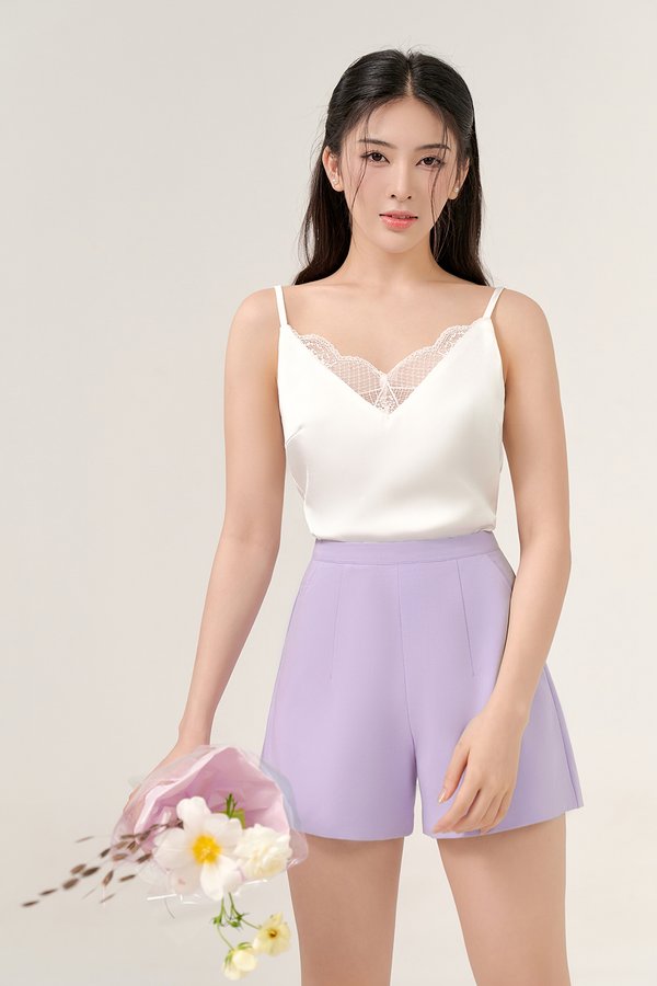 Yoona Delicate Lace Silky Camisole in Iconic White