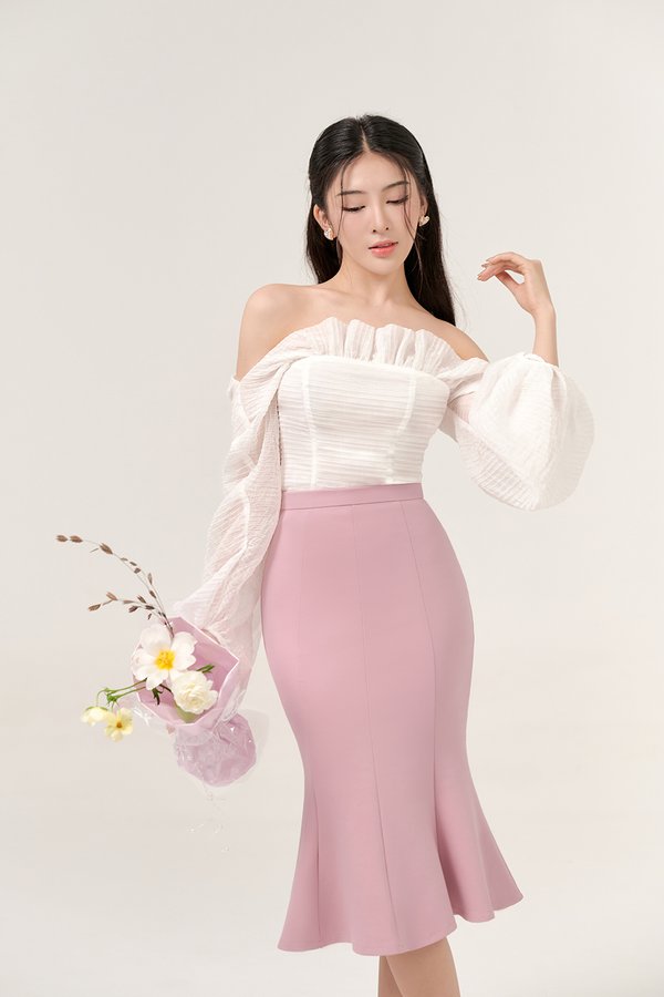 Sooyoung Mermaid Midi Skirt in Rose Blush