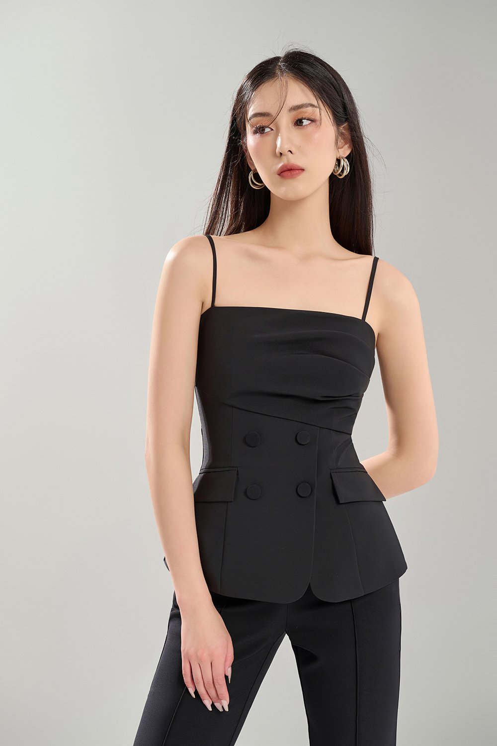 Zadie Tailored Top in Classic Black