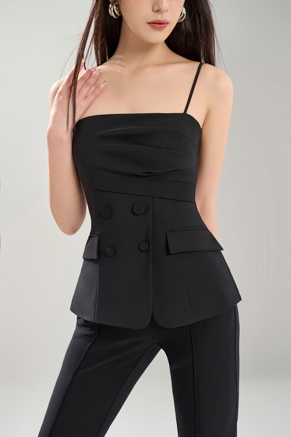 Zadie Tailored Top in Classic Black