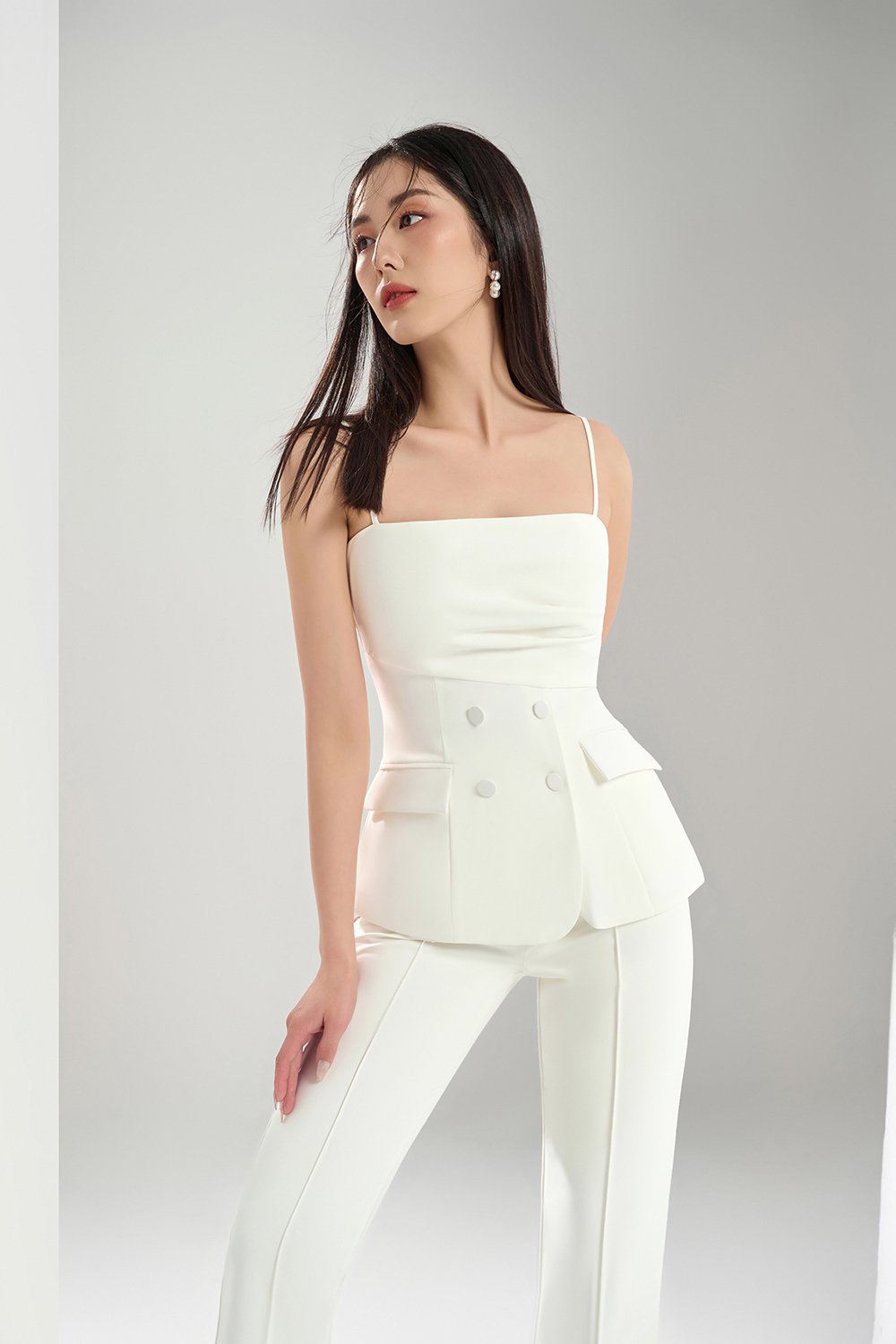 Zadie Tailored Top in Iconic White