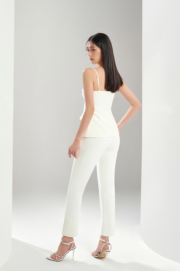 Zadie Tailored Pintuck Pants in Iconic White