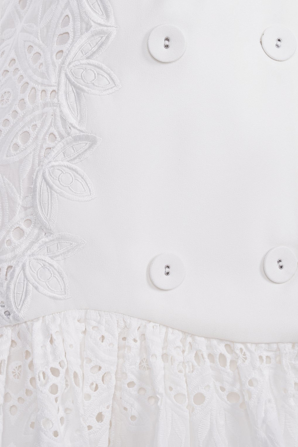 Evora Belted Puff Sleeves Broderie Anglaise Mini Mermaid Dress in Iconic White