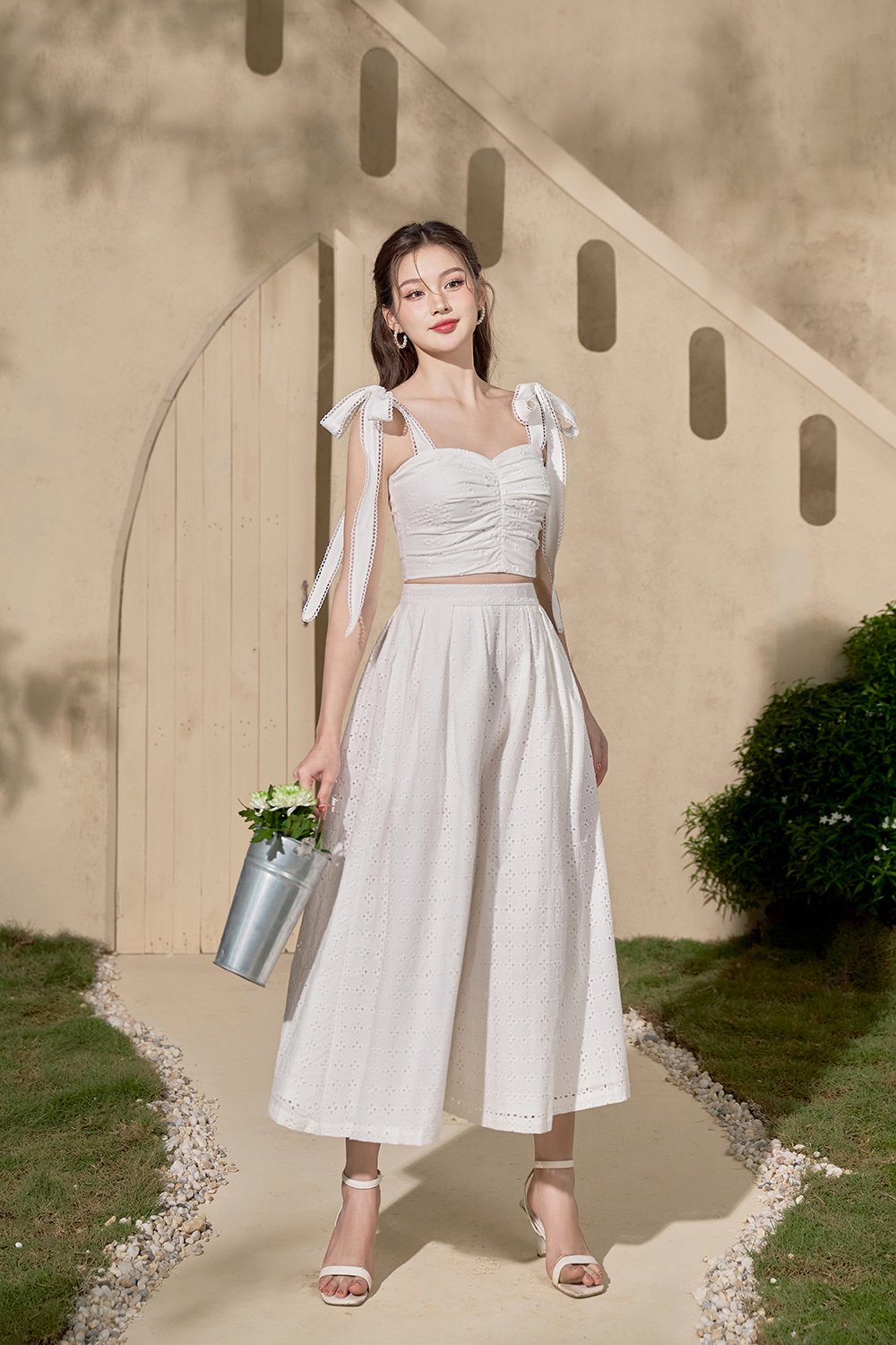 Juneau Broderie Anglaise Culottes in Iconic White