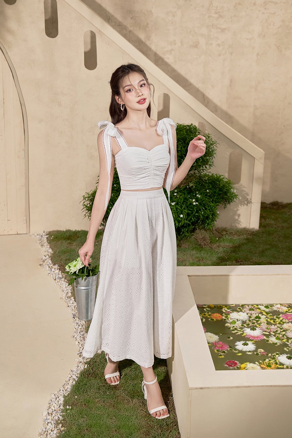 Juneau Broderie Anglaise Culottes in Iconic White