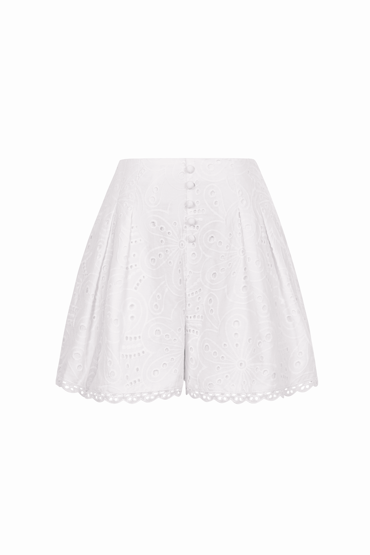 Naiara High Waist Broderie Anglaise Shorts in Iconic White