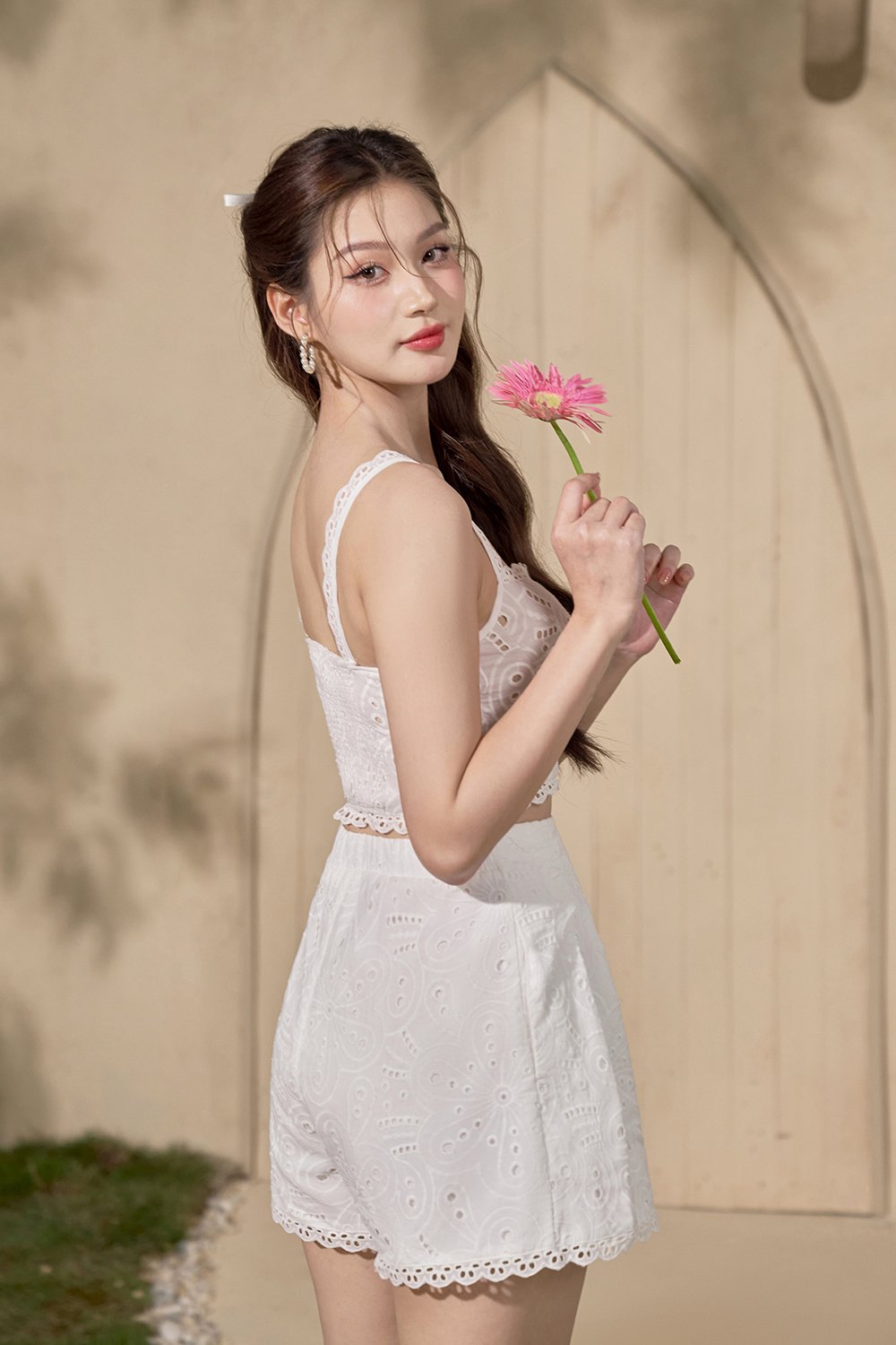 Naiara Padded Bustier Broderie Anglaise Top in Iconic White