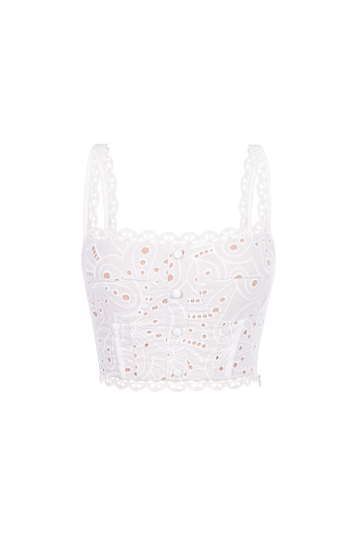 Naiara Padded Bustier Broderie Anglaise Top in Iconic White