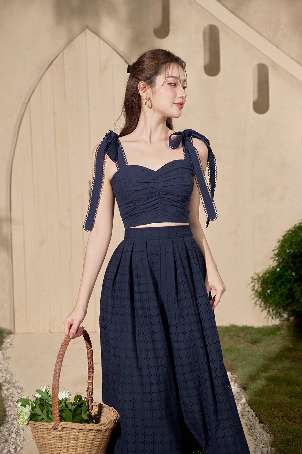 Juneau Broderie Anglaise Culottes in Navy Blue