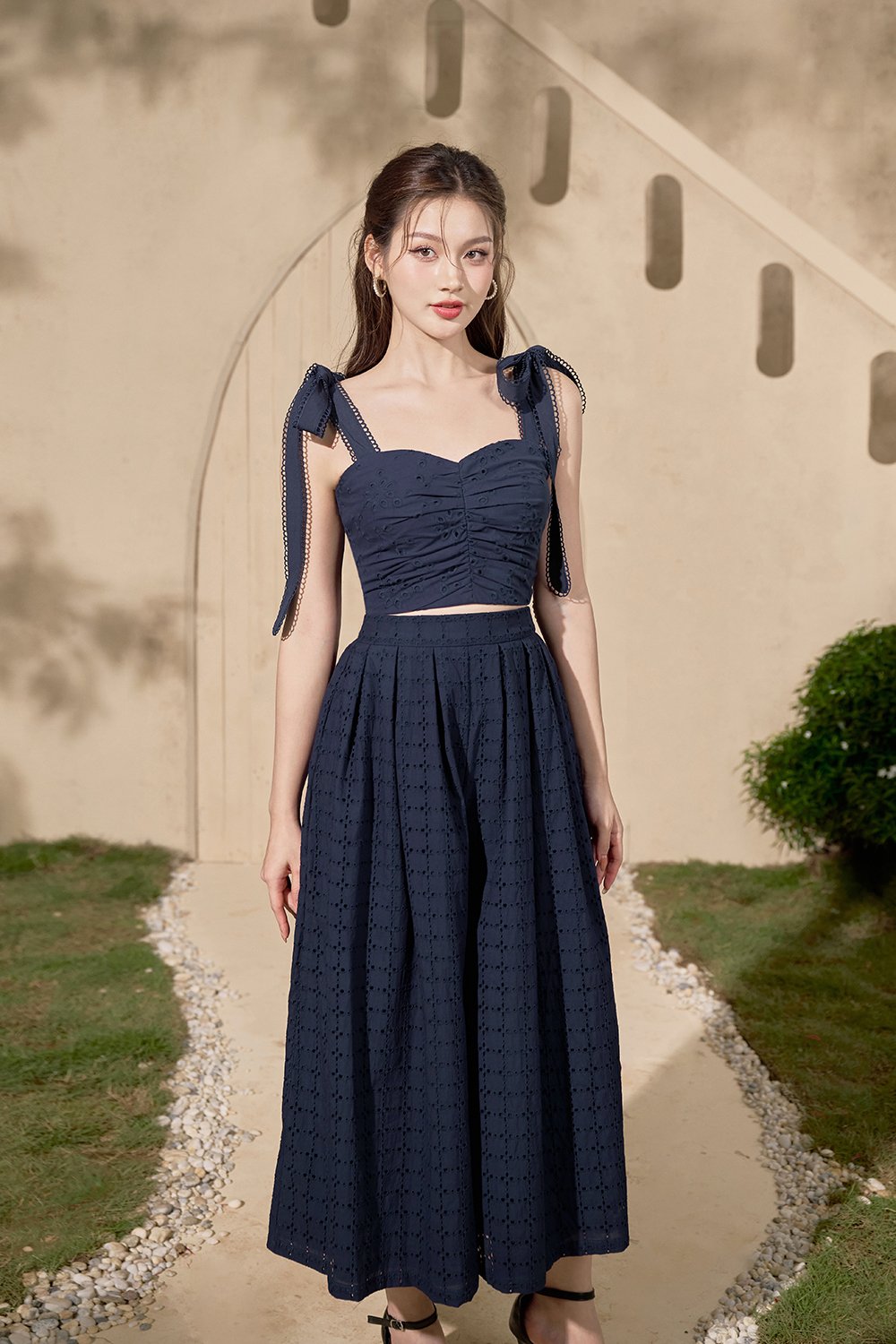 Juneau Broderie Anglaise Culottes in Navy Blue