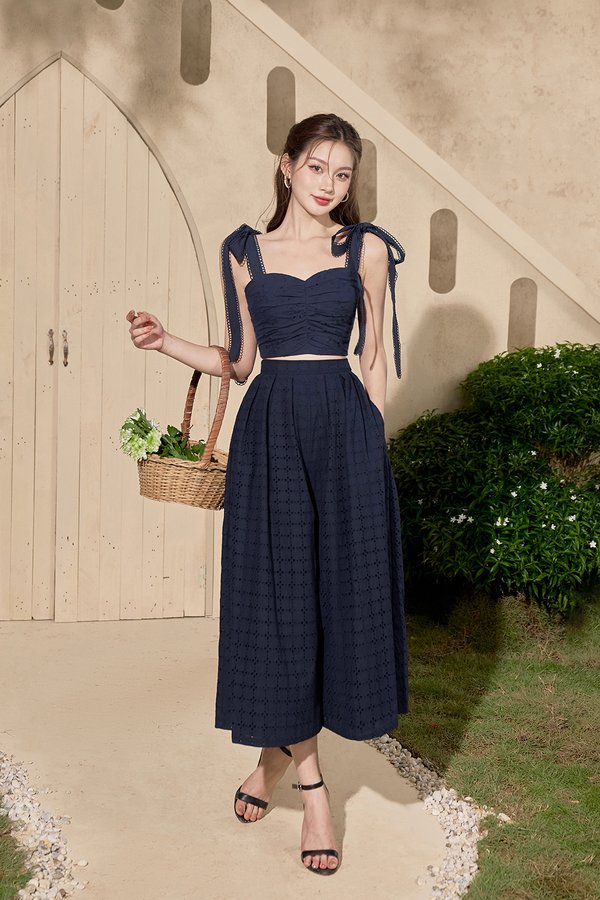 Juneau Broderie Anglaise Culottes in Navy Blue