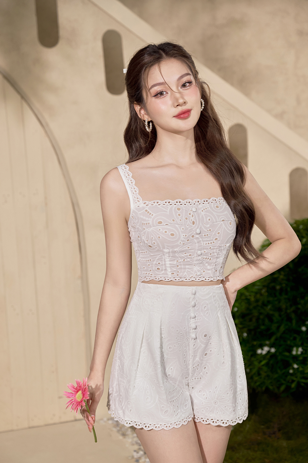 White broderie shorts hotsell