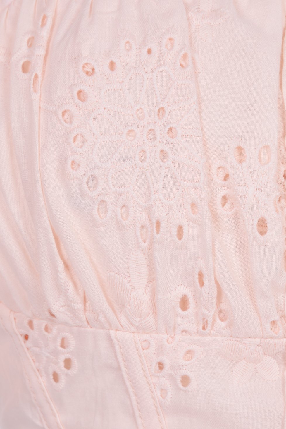Bardou Puff Sleeves Hook & Eye Broderie Anglaise Top in Light Peach