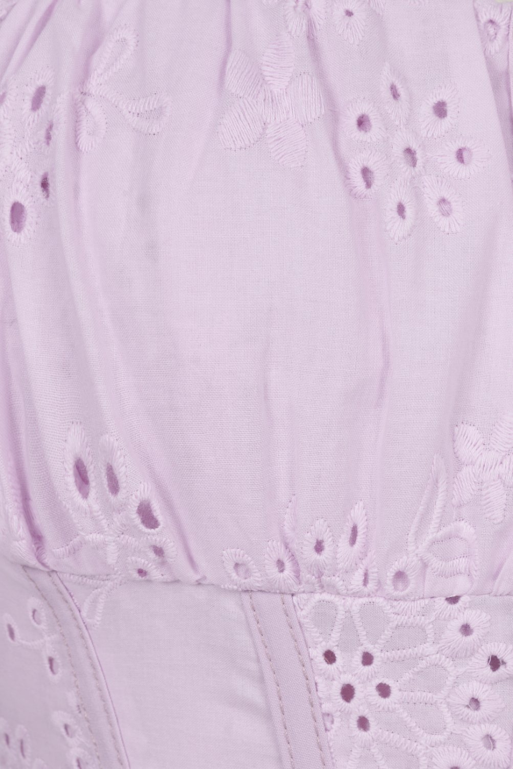 Bardou Puff Sleeves Hook & Eye Broderie Anglaise Top in Soft Lilac