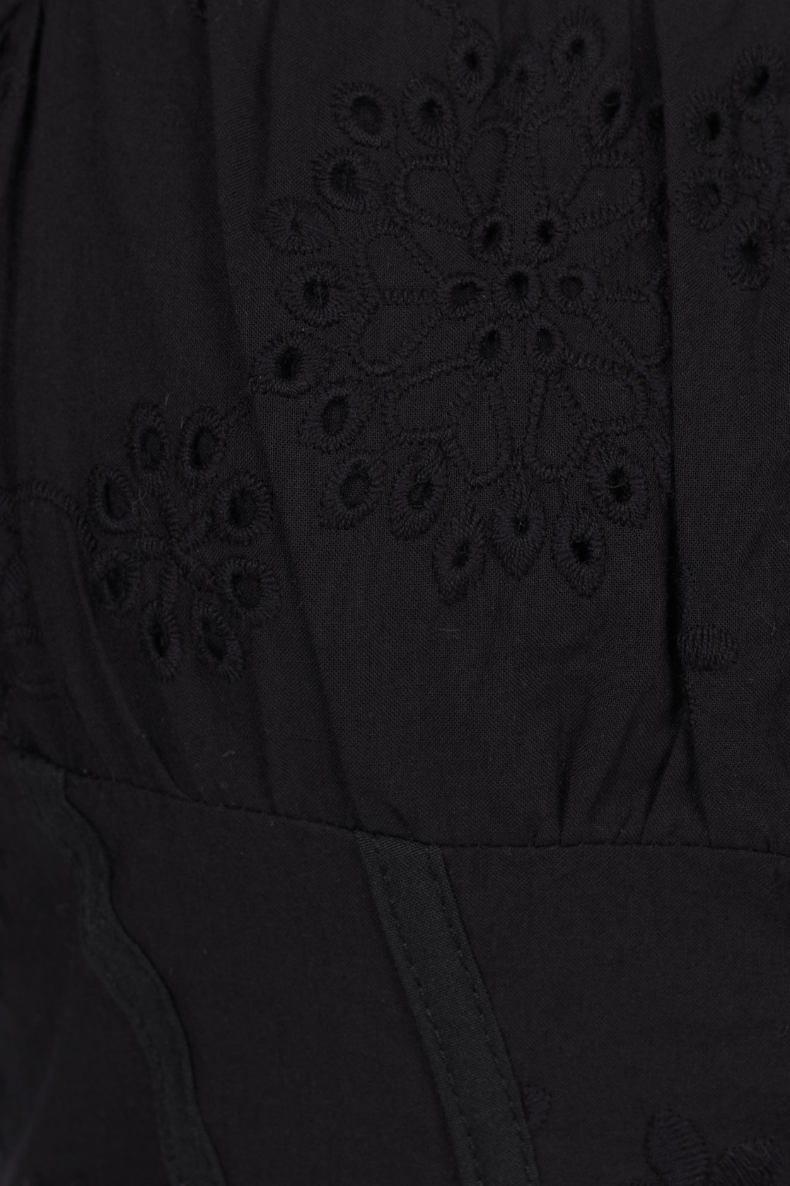 Bardou Puff Sleeves Hook & Eye Broderie Anglaise Top in Classic Black