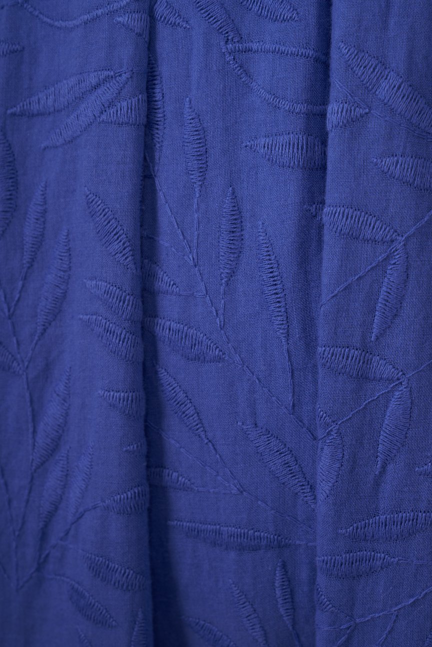 Sundance Puffy Sleeves A-Line Broderie Anglaise Mini Dress in Sapphire Blue