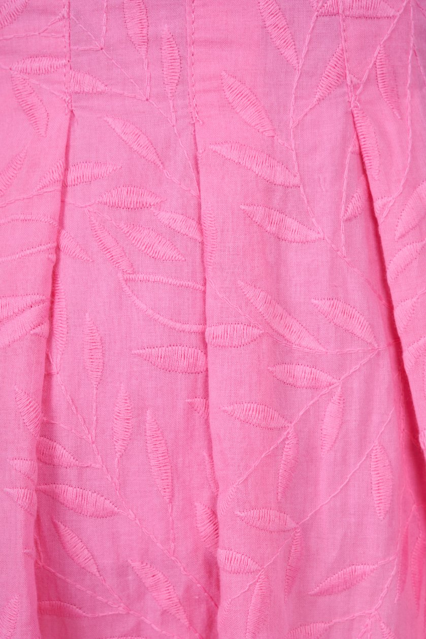 Sundance Puffy Sleeves A-Line Broderie Anglaise Mini Dress in Bubblegum Pink