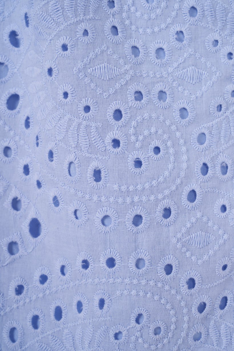 Aspen Puff Sleeves Broderie Anglaise Romper in Periwinkle Blue