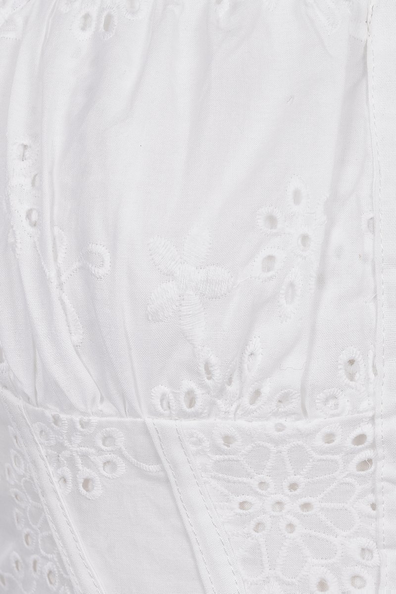 Bardou Puff Sleeves Hook & Eye Broderie Anglaise Top in Iconic White ...