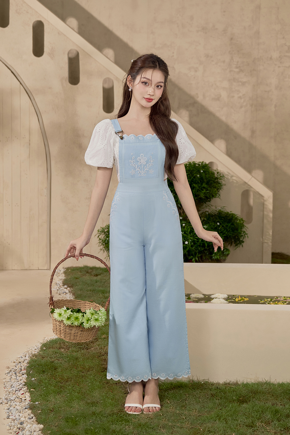 Girls linen overalls hotsell