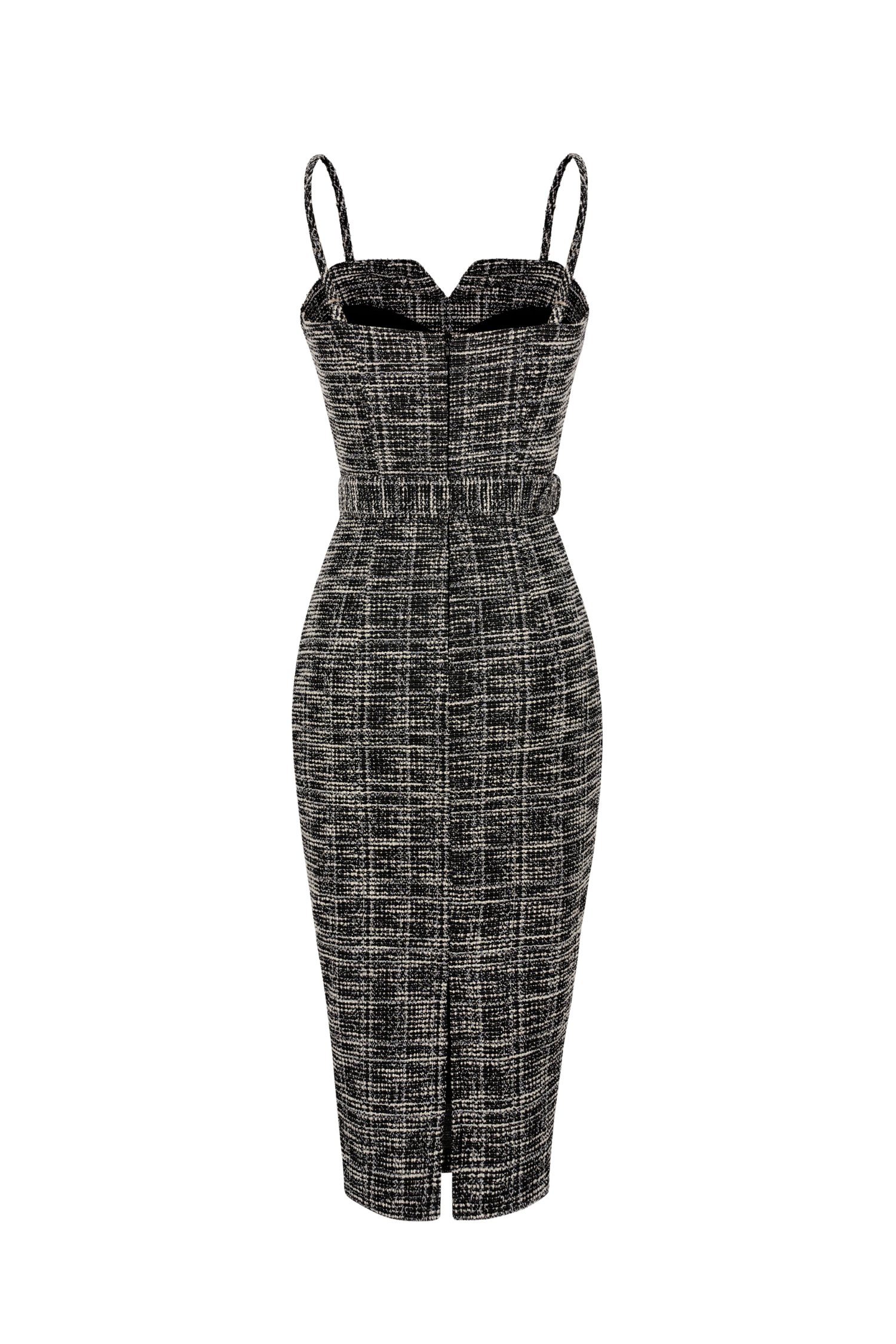 Ariella Tailored Tweed Pencil Dress in Monochromatic