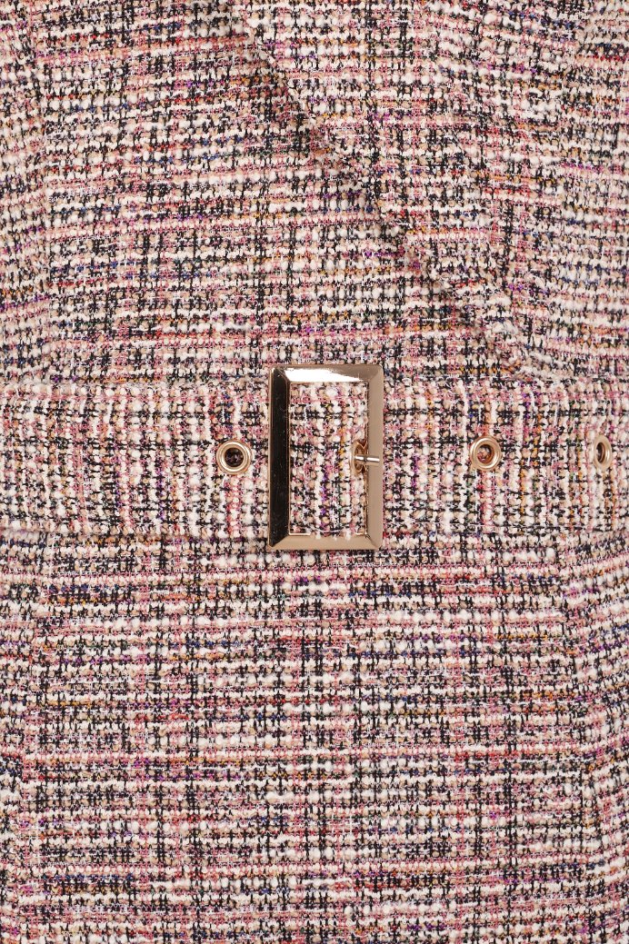 Ariella Tailored Tweed Pencil Dress in Pink Multicolor