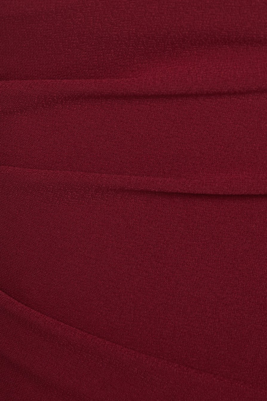 Baelin Padded Halter Ruched Midi Dress in Wine Red