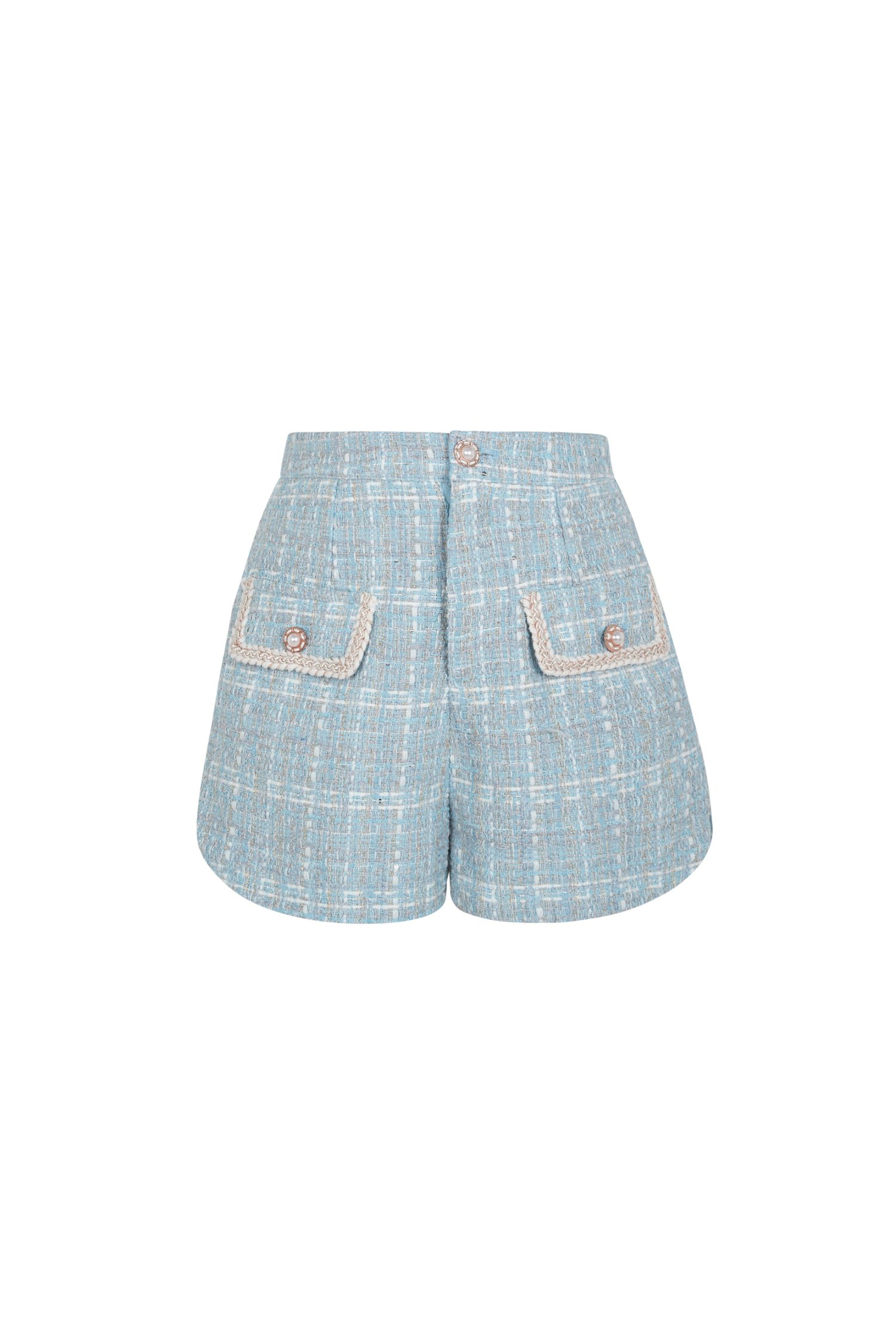 Delphine Tweed Shorts in Sky Blue