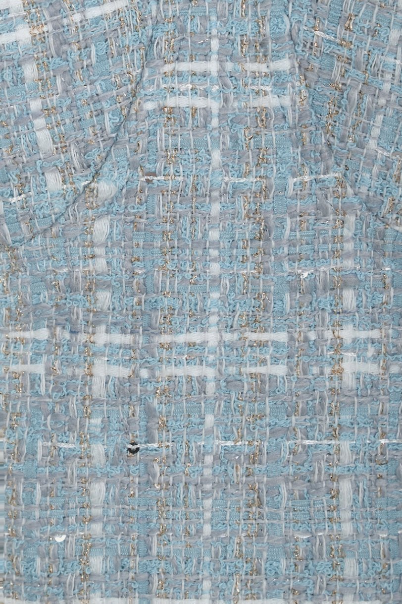 Estelle Tweed Bustier Top with Ribbon Straps in Sky Blue