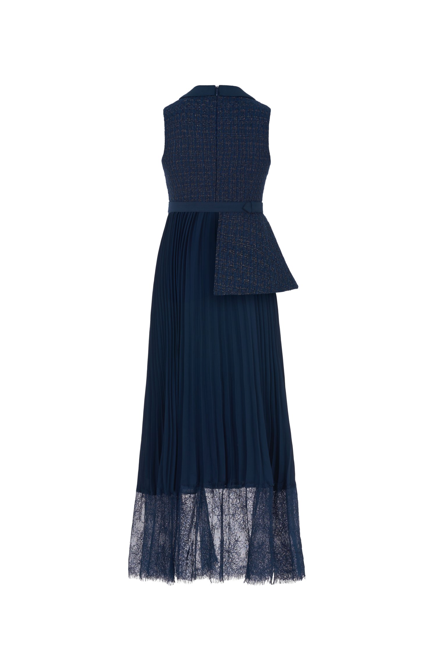 Lexi Waistcoat & Lace Pleats Dress in Constellation Blue Tweed