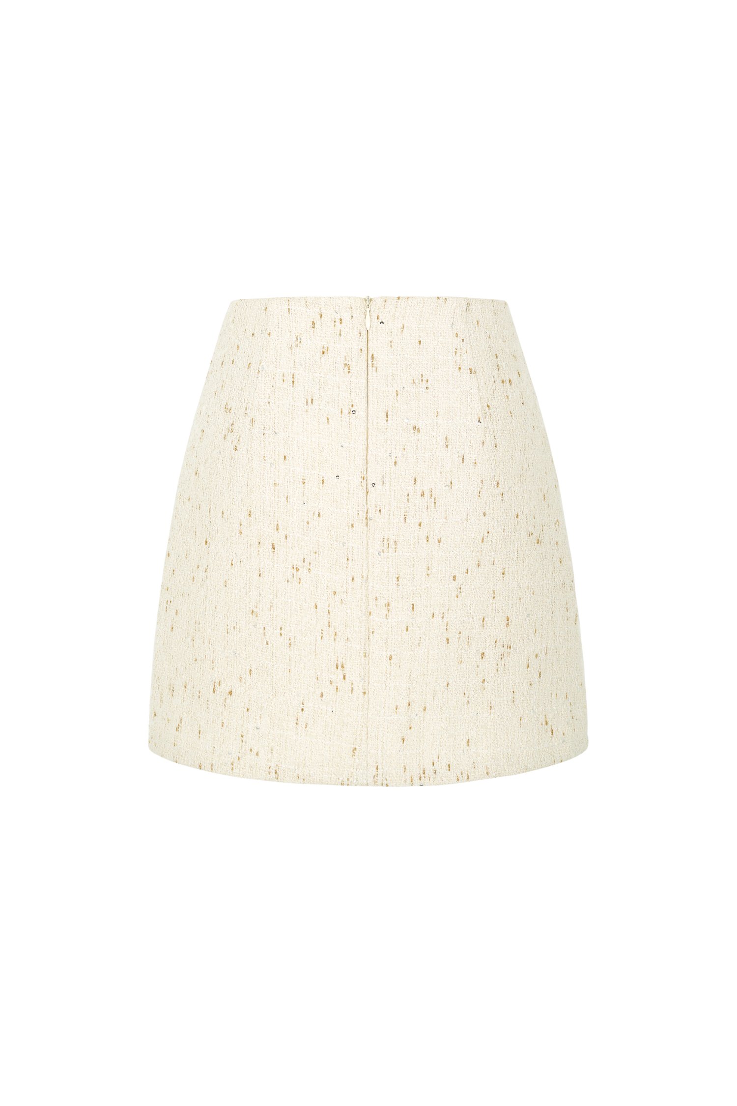 Celestia Tweed Mini Skirt in Cream Gold