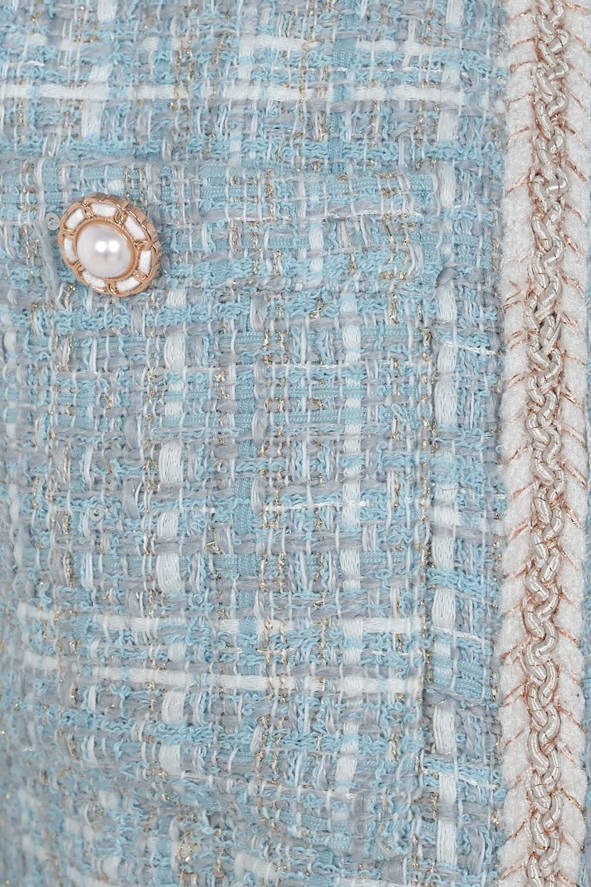 Leonara Tweed Cropped Jacket in Sky Blue