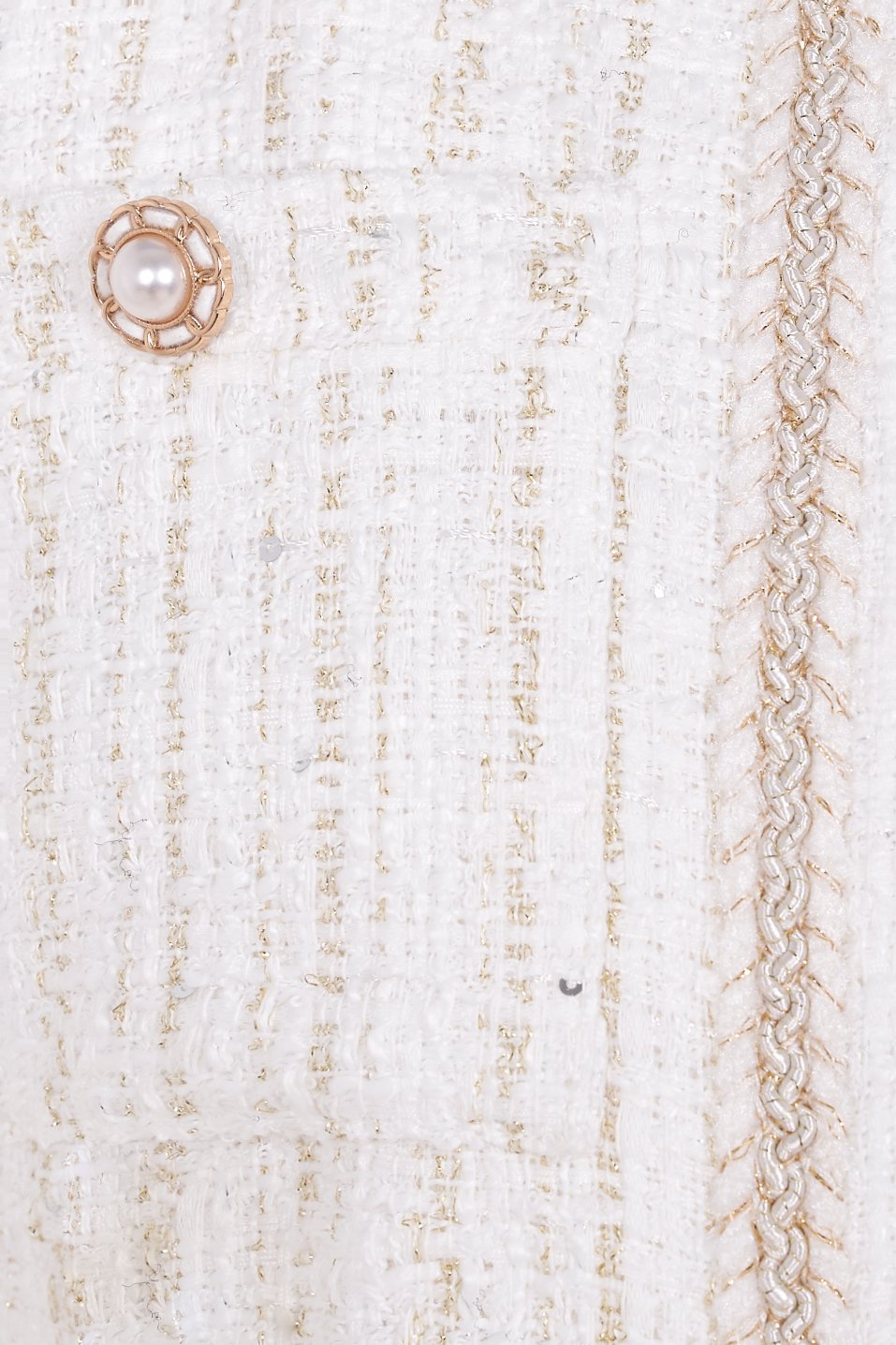 Leonara Tweed Cropped Jacket in White Gold