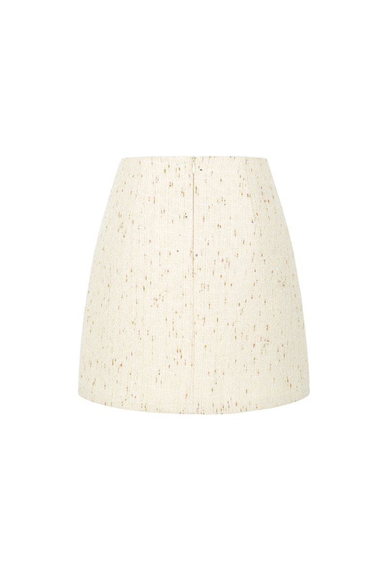 Celestia Tweed Mini Skirt in Cream Gold | Chello