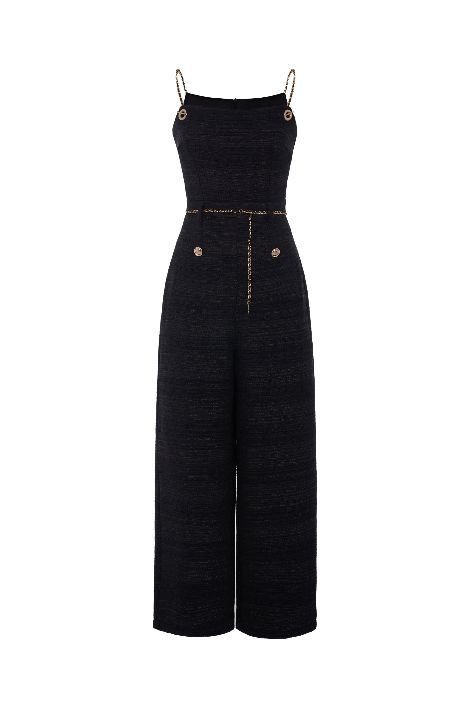 Eyelet With Chain Deatiled Fashion Jumpsuit main image 1